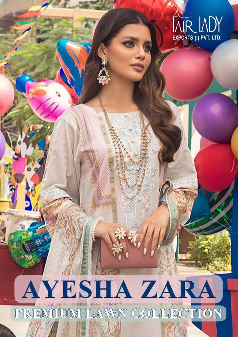Fair Lady Ayesha Zara Premium Lawn Collection Digital Print Embroidery Work Salwar Kameez