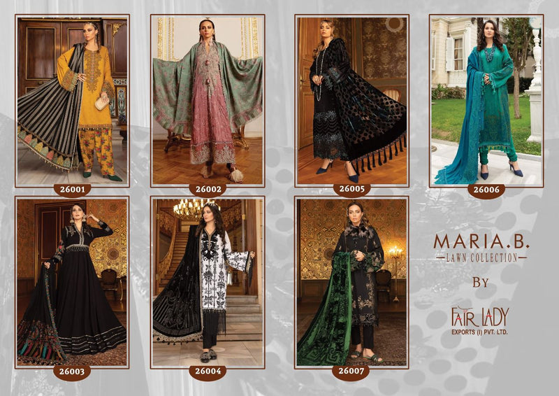 Fairlady Maria B Lawn Collection Lawn Cotton Digital Print With Heavy Embroidered Work Pakistani Suit