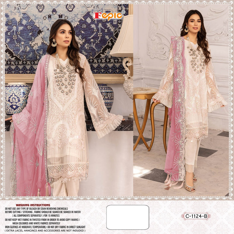Fepic Rosemeen C 1124 B Heavy Net Embroidered Work Pakistani Salwar Kameez