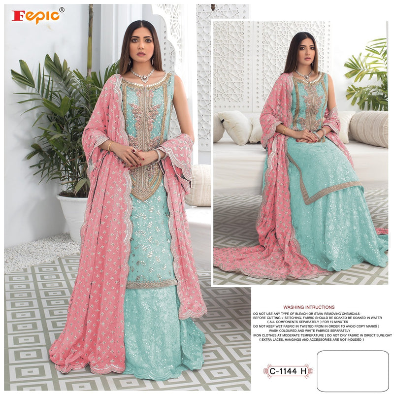 Fepic Rosemeen C 1144 Net Heavy Embroidered Handwork Mirror Work Salwar Kameez