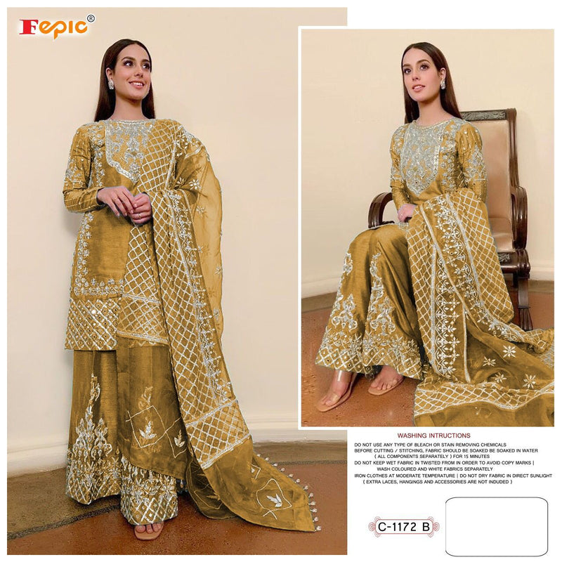 Fepic Rosemeen C 1172 B Organza Embroidered With Heavy Handworked Salwar Kameez