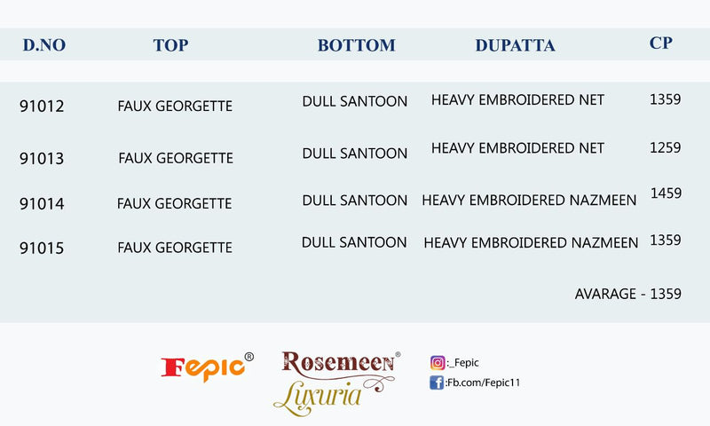 Fepic Rosemeen Luxuria Faux Georgette Heavy Embroidered Salwar Suit