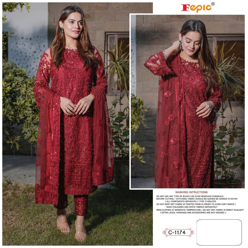 Fepic Suit C 1174 Georgette Embroidery Heavy Pearl Work Salwar Kameez