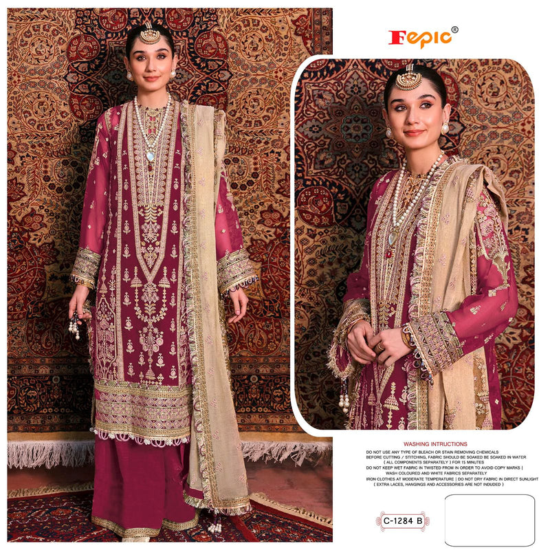 Fepic Suit C 1284 Organza Embroidered Stylish Designer Pakistani Salwar Suit