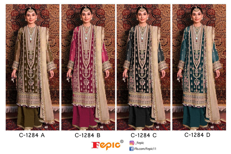 Fepic Suit C 1284 Organza Embroidered Stylish Designer Pakistani Salwar Suit