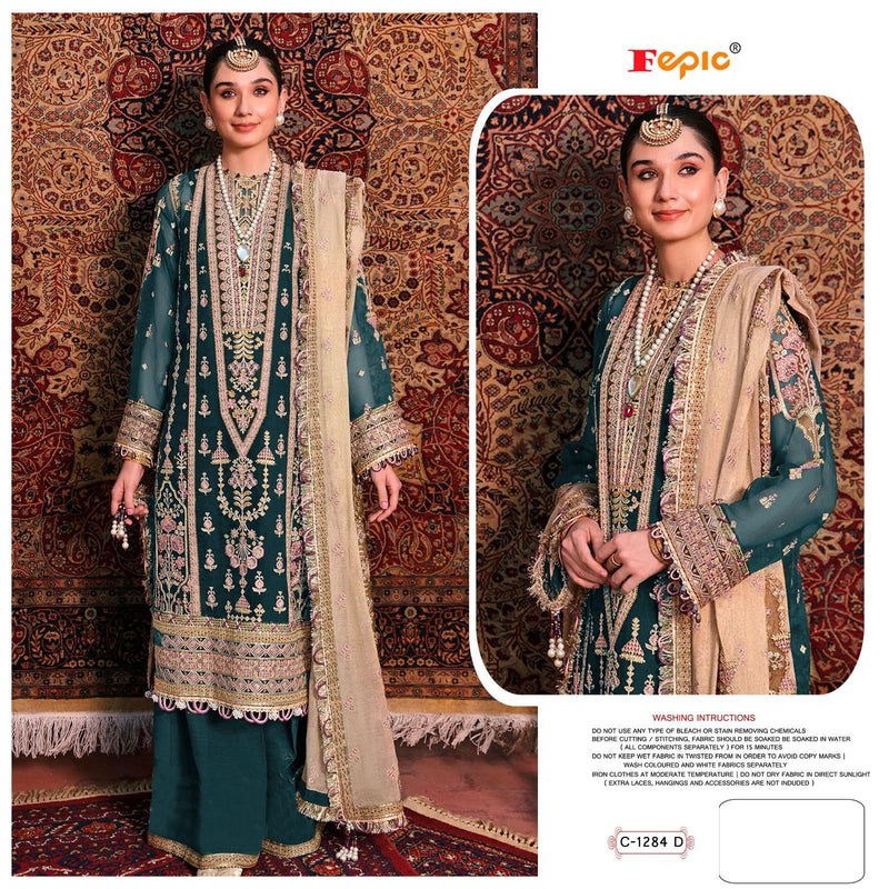 Fepic Suit C 1284 Organza Embroidered Stylish Designer Pakistani Salwar Suit