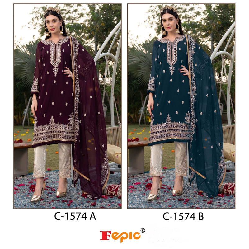 Fepic Suit C 1574 Georgette Embroidered Heavy Handwork Salwar Kameez