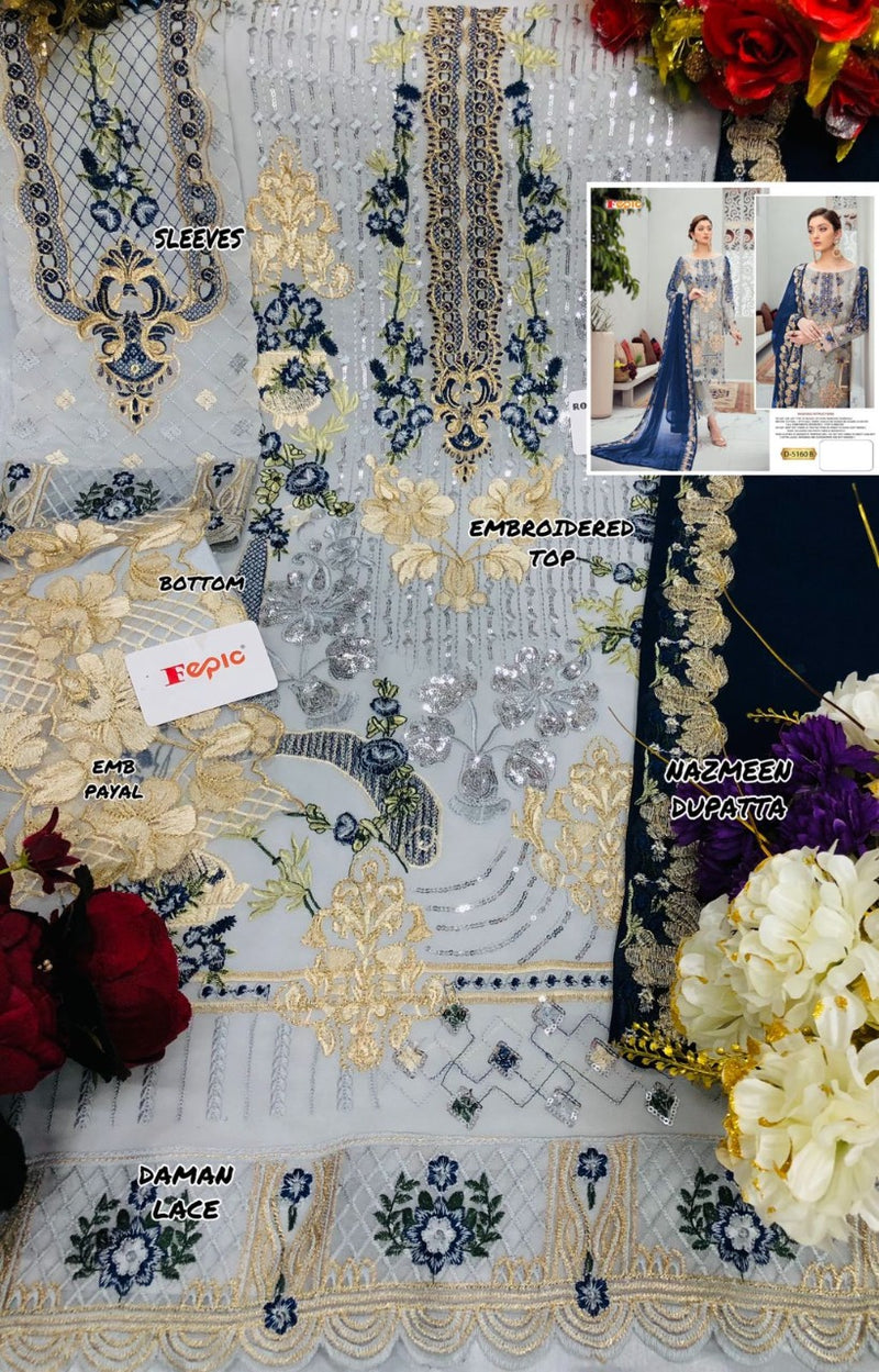 Fepic Suit D 5160 B Faux Georgette Embroidered Work Pakistani Suit