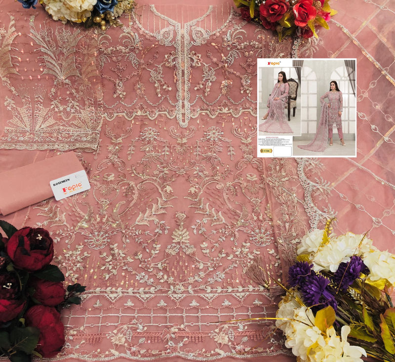 Fepic Suit D 5166 Heavy Net Embroidered Work Stylish Wear Salwar Kameez