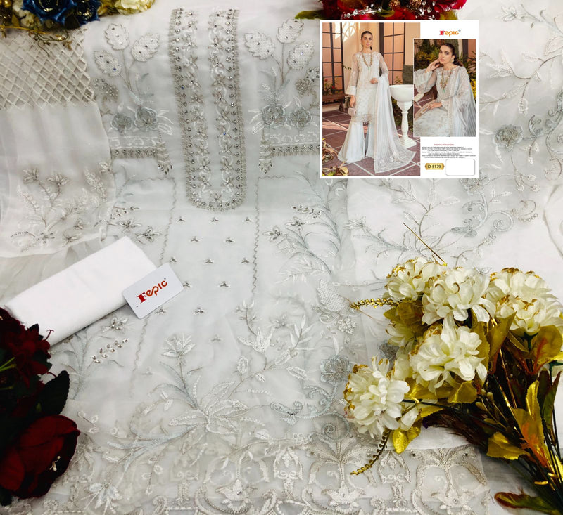 Fepic Suit D 5179 Georgette Embroidered Handwork Pakistani Suit