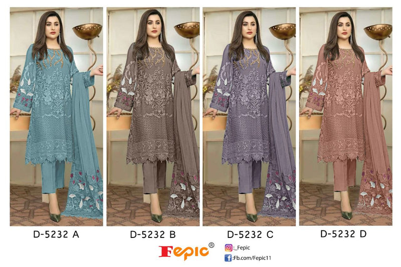Fepic Suit D 5232 Faux Georgette Heavy Embroidered Handwork Salwar Kameez