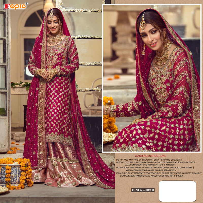 Fepic Suit Rosemeen 39009 D Faux Georgette Handwork Bridal Wear Suit