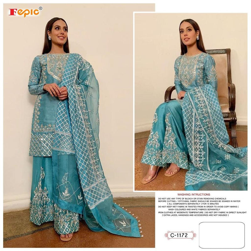Fepic Suit Rosemeen C 1172 Organza Embroidered Heavy Handwork Pakistani Suit