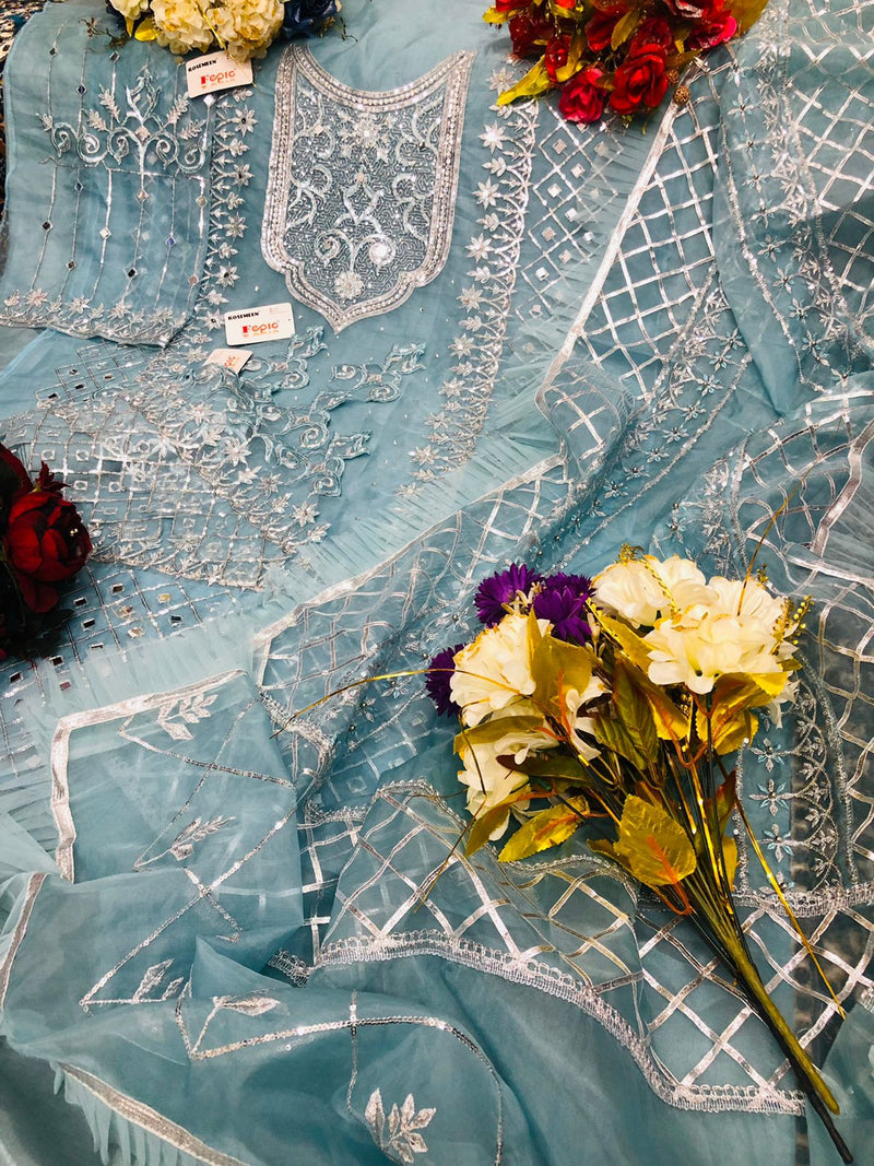 Fepic Suit Rosemeen C 1172 Organza Embroidered Heavy Handwork Pakistani Suit