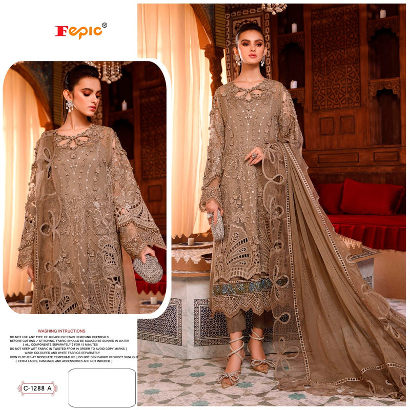 Fepic Suit Rosemeen C 1288 Organza Embroidered Pearl Work Pakistani Suit