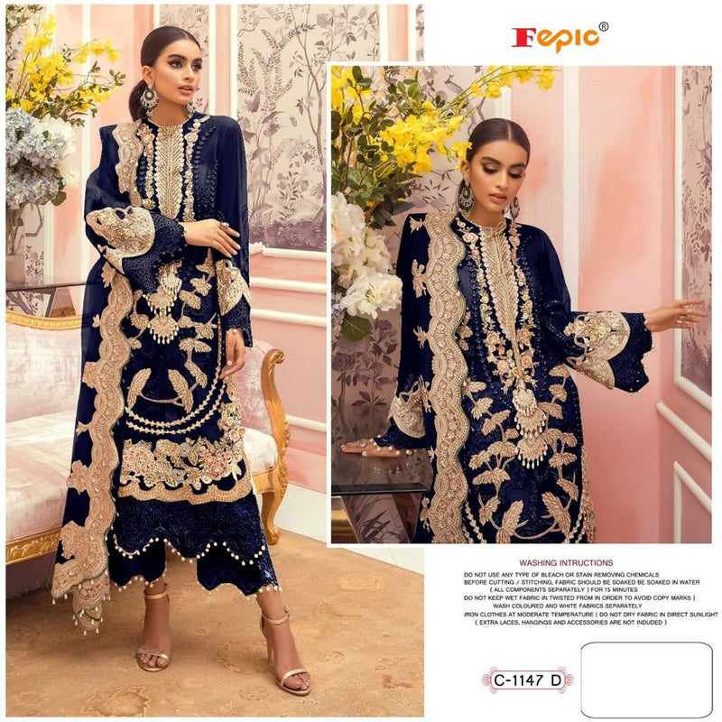 Fepic Suit Rosemeen D no C  1147 Organza Heavy Embroidery Work Pakistani Suit