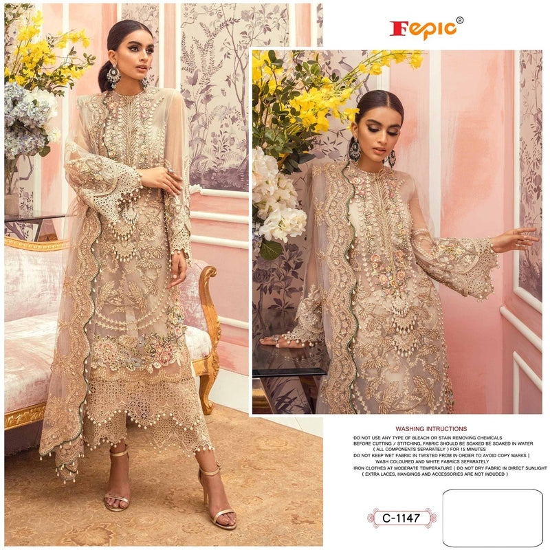 Fepic Suit Rosemeen D no C  1147 Organza Heavy Embroidery Work Pakistani Suit