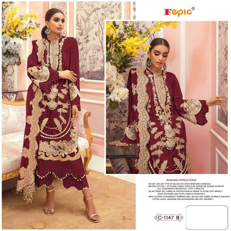 Fepic Suit Rosemeen D no C  1147 Organza Heavy Embroidery Work Pakistani Suit