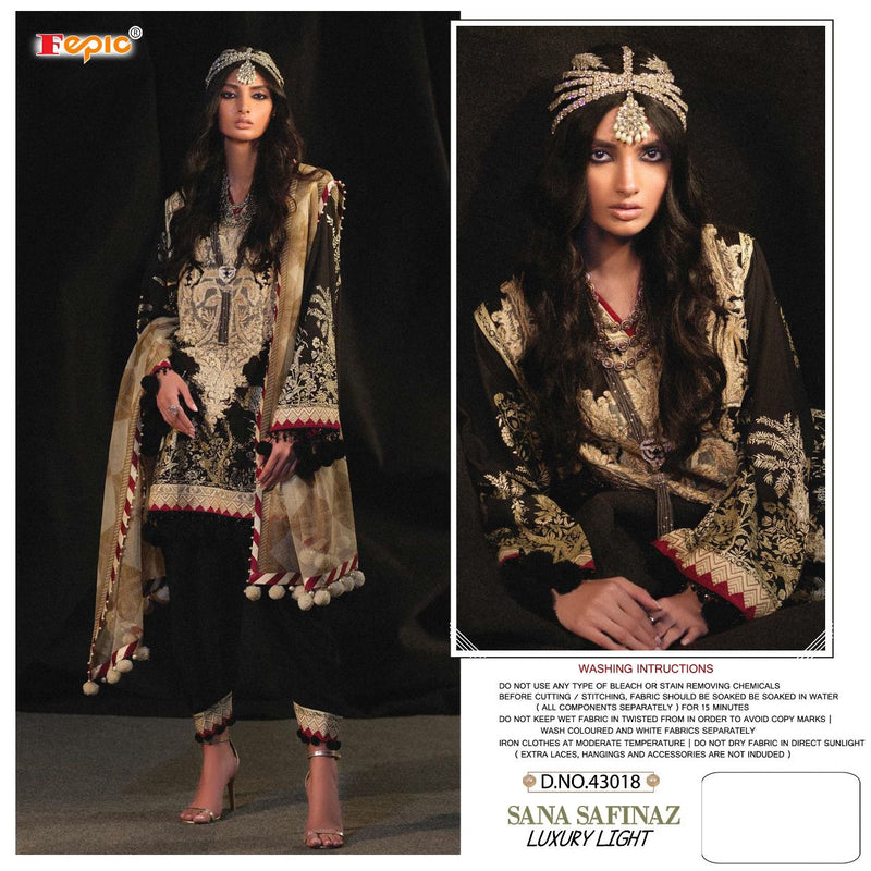Fepic Suit Sana Safinaz Luxury Light Pure Cotton Printed Embroidery Work Salwar Suit