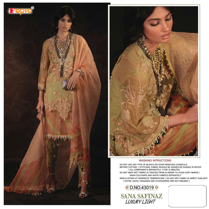 Fepic Suit Sana Safinaz Luxury Light Pure Cotton Printed Embroidery Work Salwar Suit