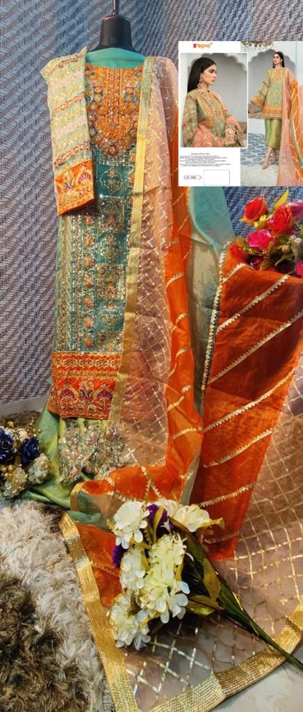 Fepic Suits C 1161 Pure Organza Heavy Embroidered Work Pakistani Suit