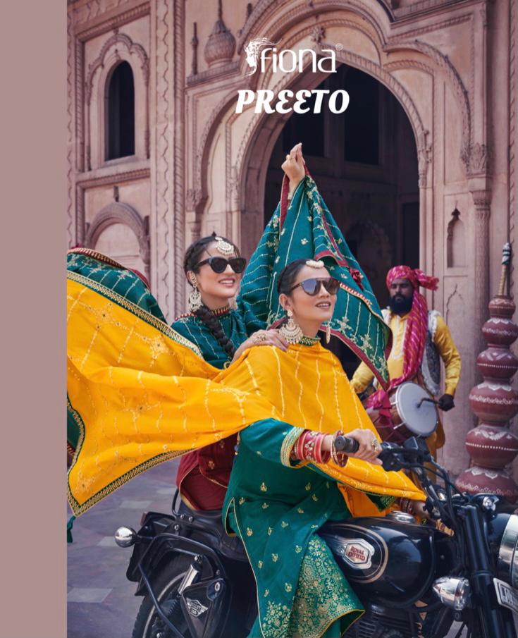 Fiona Preeto Silk Jacqured With Sequence Embroidery Work