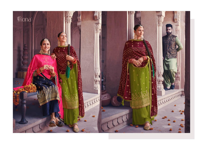 Fiona Preeto Silk Jacqured With Sequence Embroidery Work