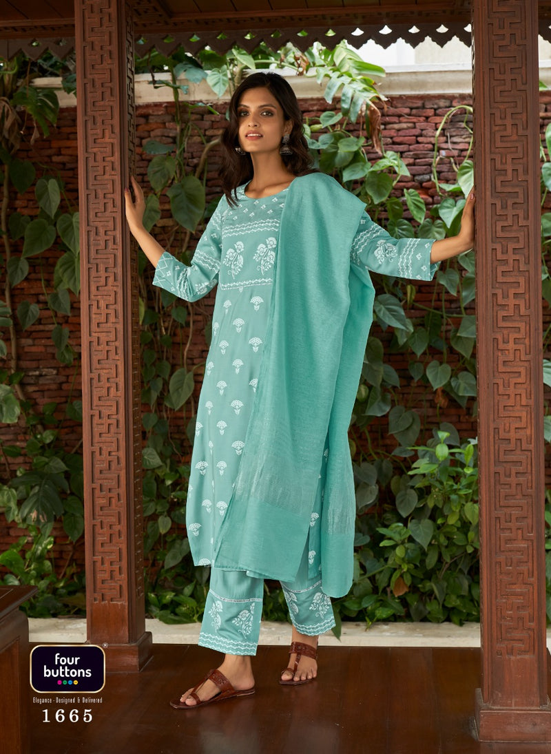 Four Button Lemon Vol 4 Viscous Handwork Casual Wear Kurti Collection