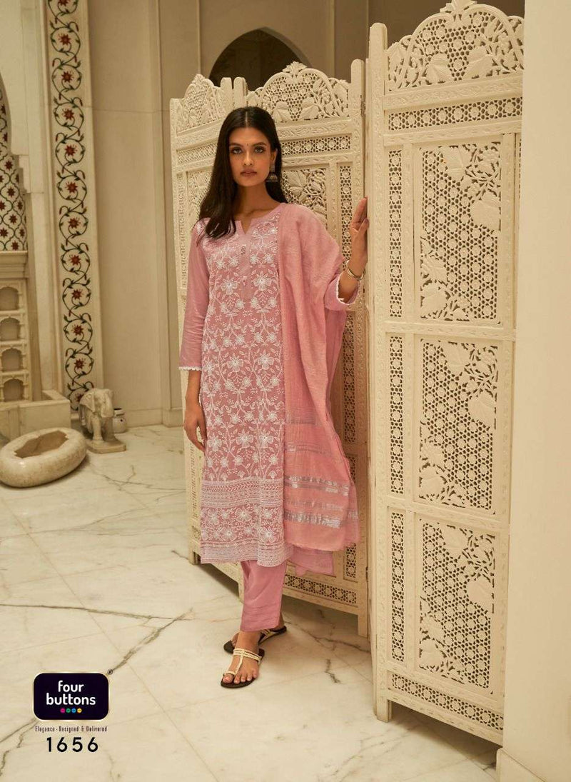 Four Button Pearl Vol 4 Lucknowi Work Stylish Kurti Wear