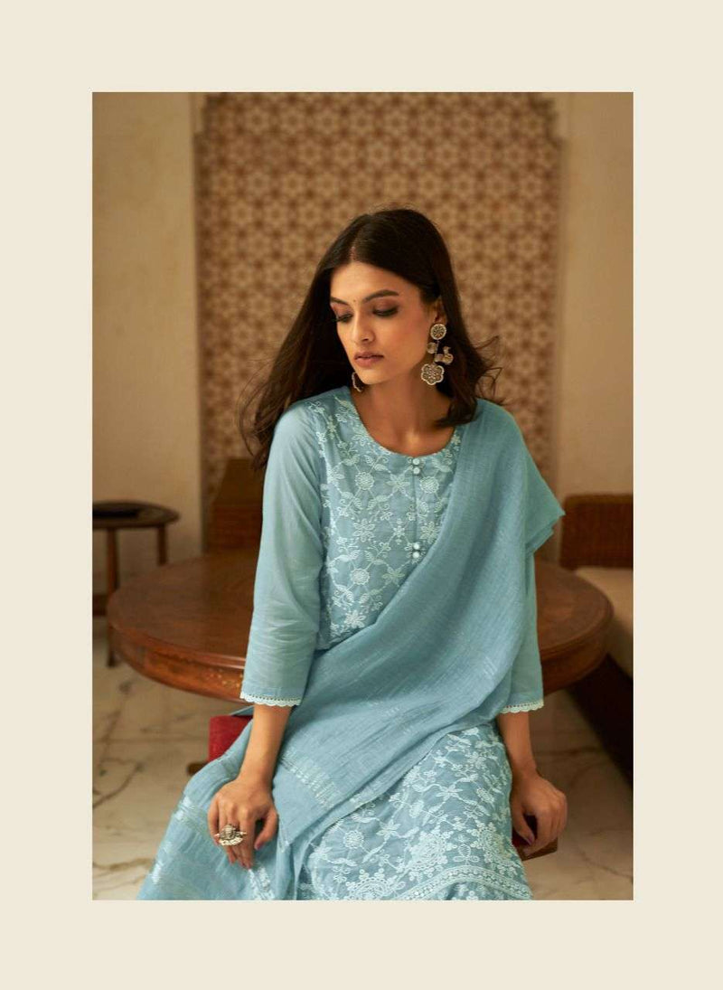 Four Button Pearl Vol 4 Lucknowi Work Stylish Kurti Wear