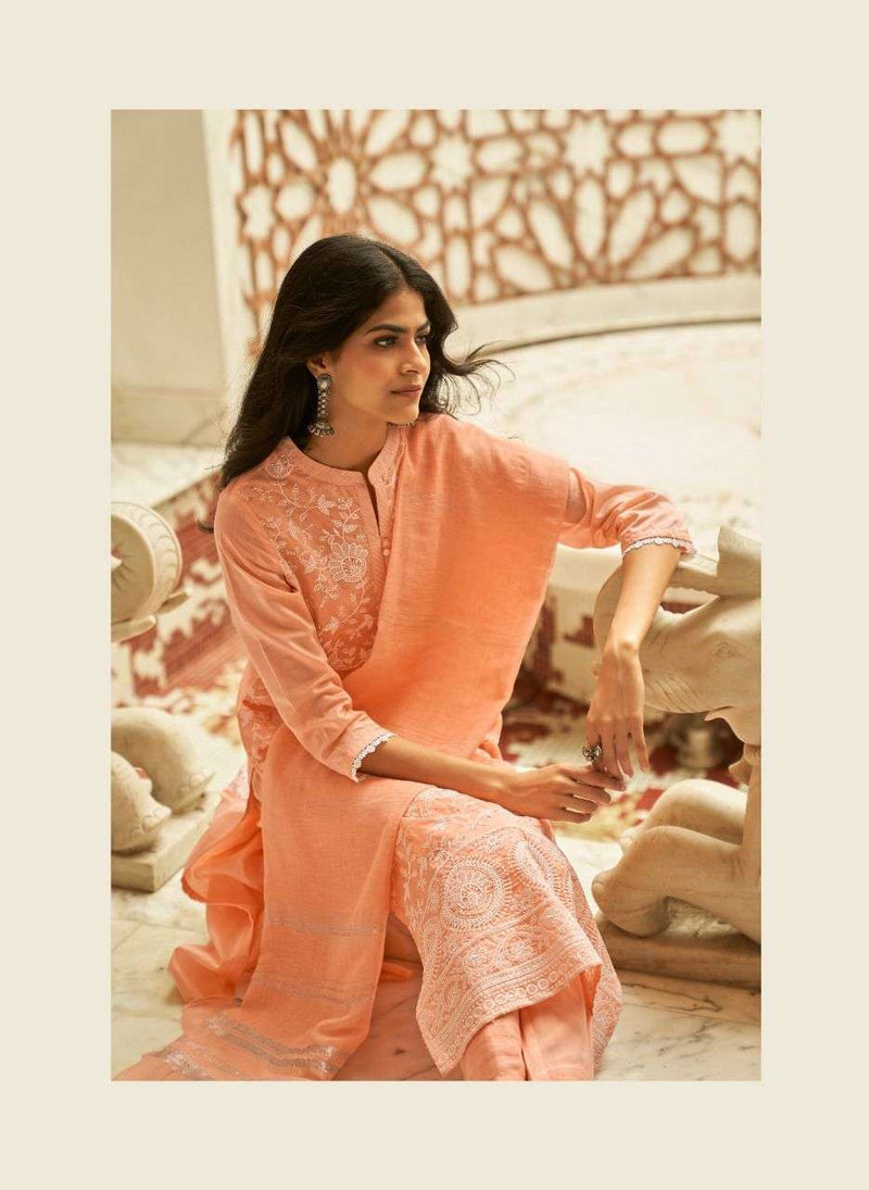 Four Button Pearl Vol 4 Lucknowi Work Stylish Kurti Wear
