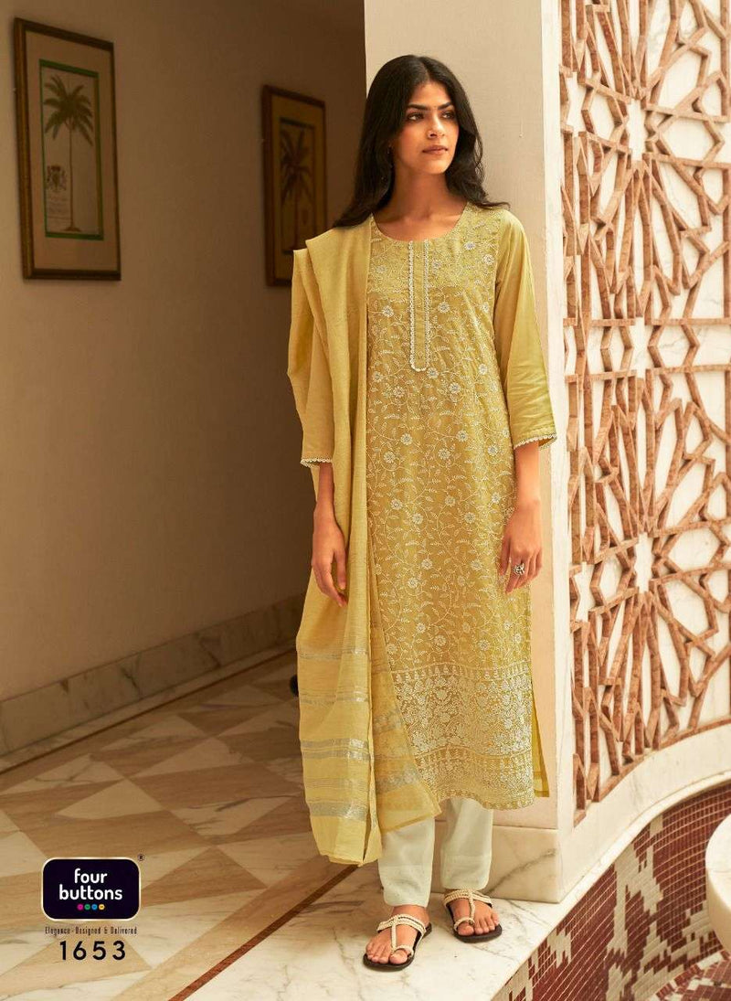 Four Button Pearl Vol 4 Lucknowi Work Stylish Kurti Wear