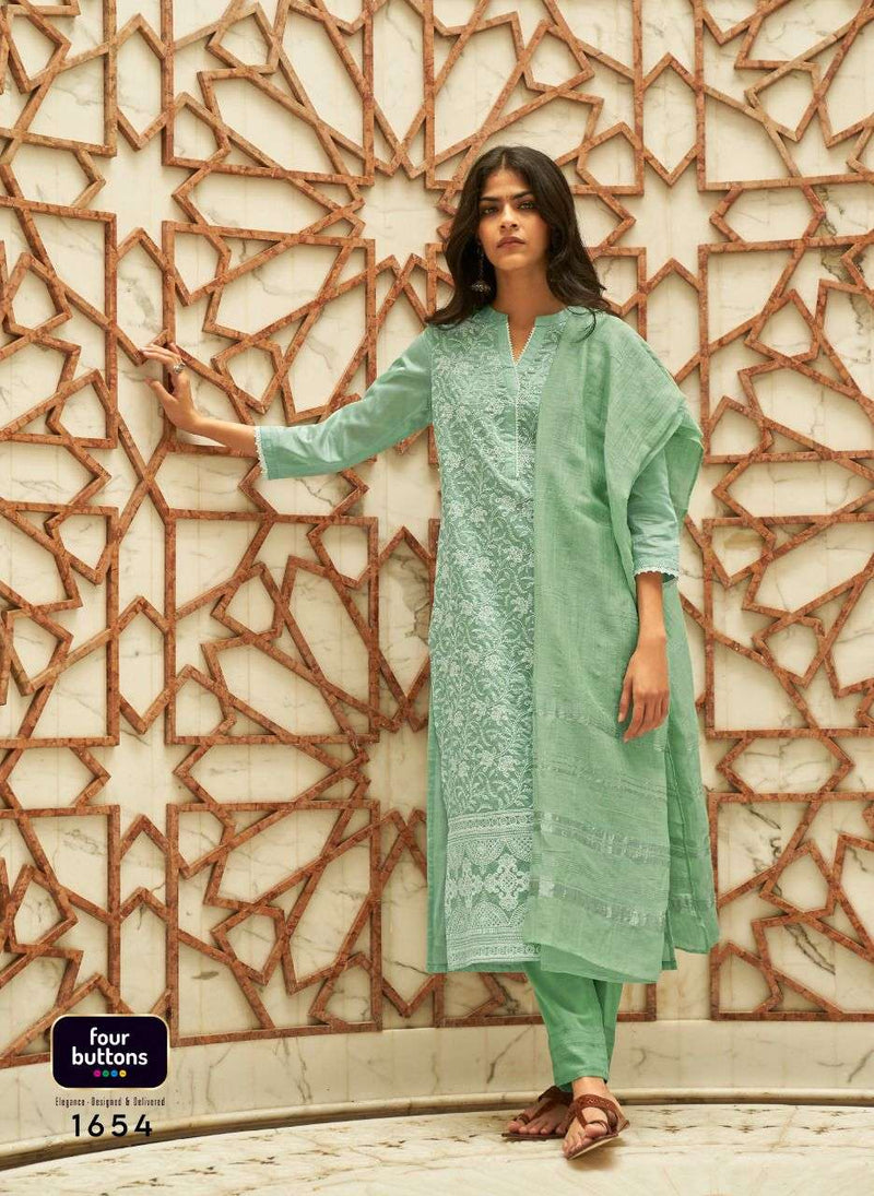Four Button Pearl Vol 4 Lucknowi Work Stylish Kurti Wear
