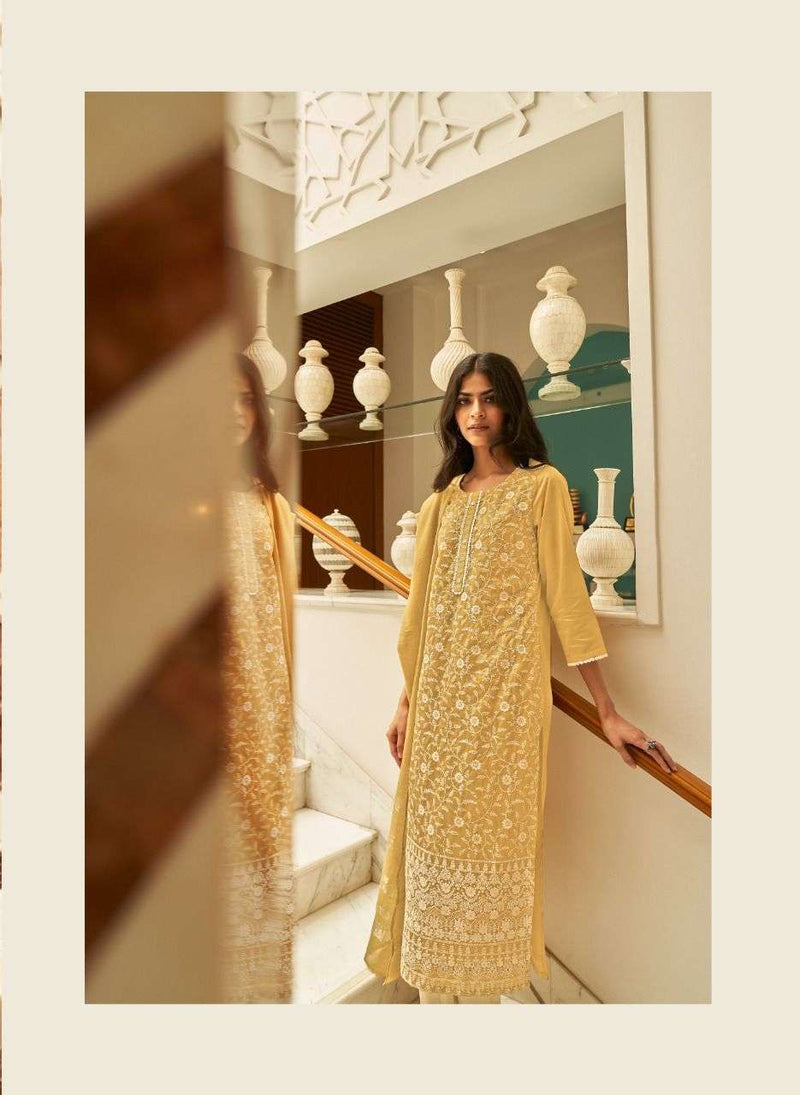 Four Button Pearl Vol 4 Lucknowi Work Stylish Kurti Wear