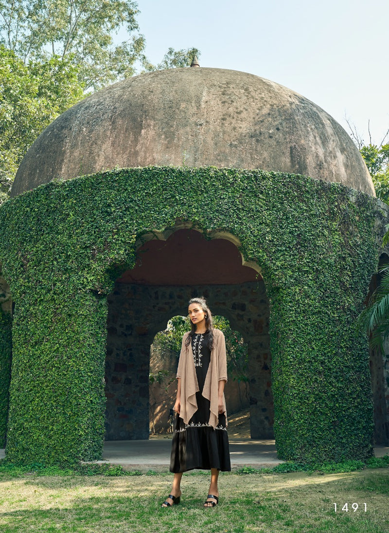 Four Buttons Bloom Cotton Placement Intricate Embroideries Fancy Kurti