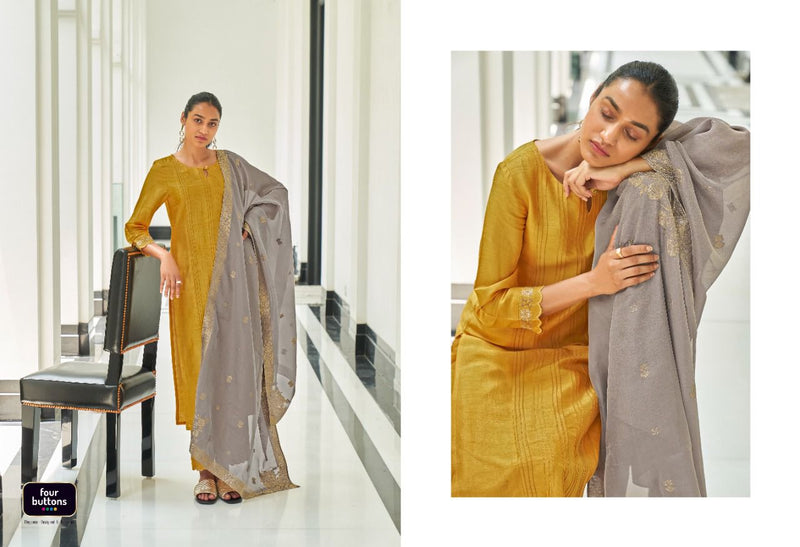 Four Buttons Noor Pure Bemberg Raw Silk Stylish Designer Wear Kurti