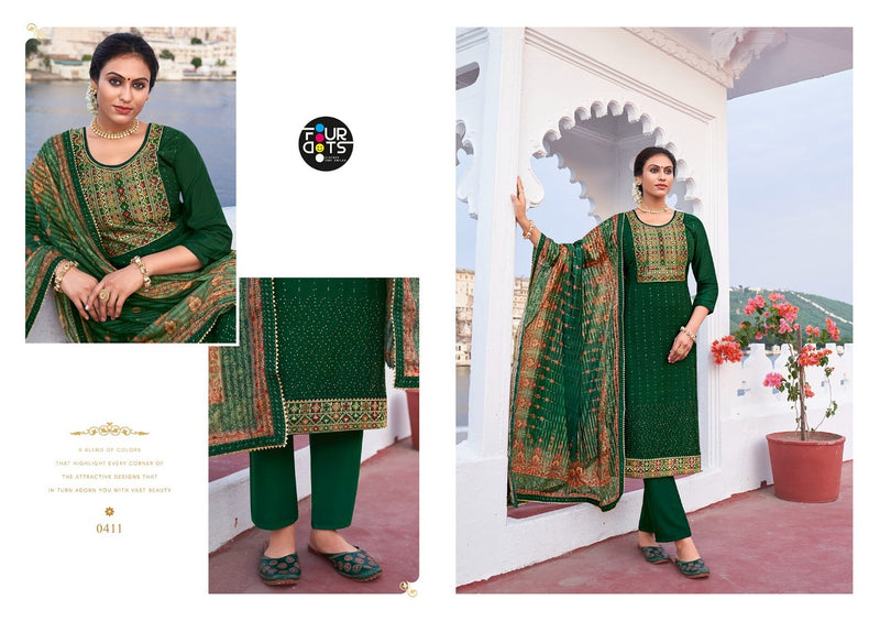 Four Dots Adhira Vol 2 Muslin Embroidery Heavy Work Fancy Casual Wear Pakistani Salwar Kameez