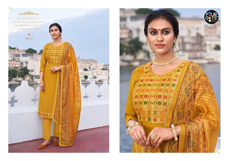 Four Dots Adhira Vol 2 Muslin Embroidery Heavy Work Fancy Casual Wear Pakistani Salwar Kameez