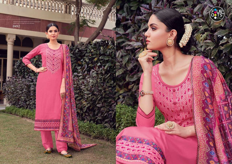 Four Dots Simran Jam Silk Vol 4 Jam Silk Cotton Embroidered Work Salwar Suit