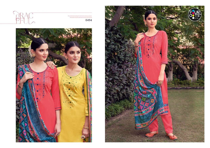 Four Dots Simran Jam Silk Vol 4 Jam Silk Cotton Embroidered Work Salwar Suit