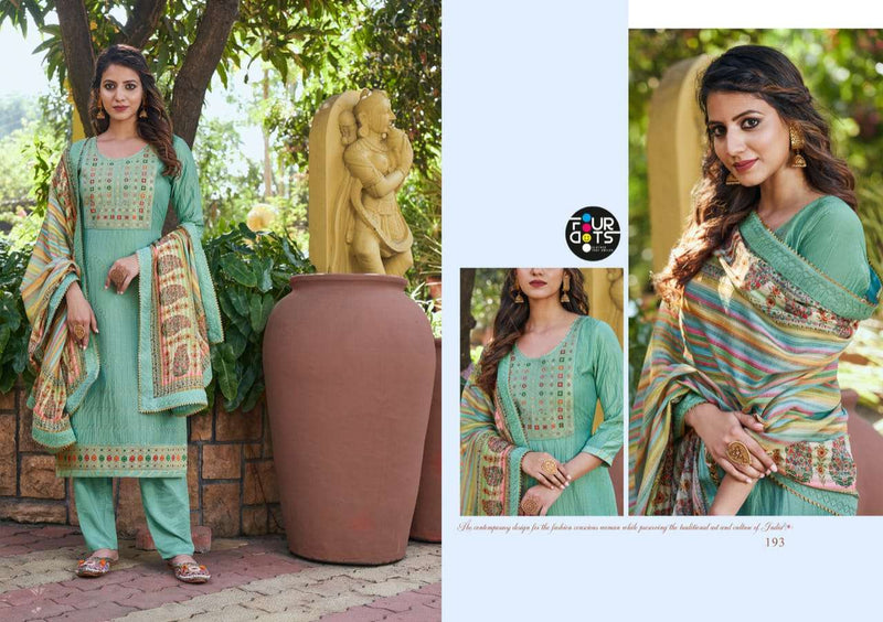 Fourdots Adira Maslin Heavy Sequence Work Embroidered Salwar Kameez