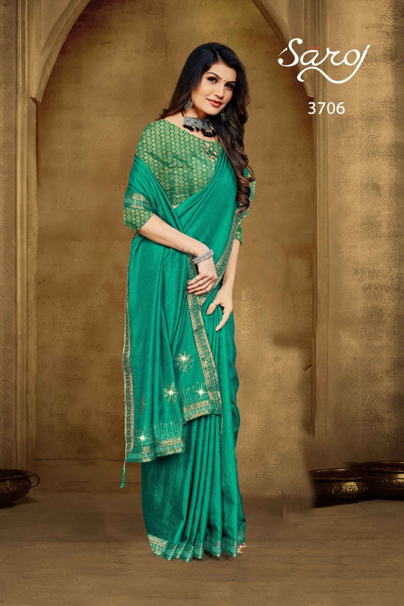 Saroj Galaxy Vichitra Silk Designer Party Wear Sarees