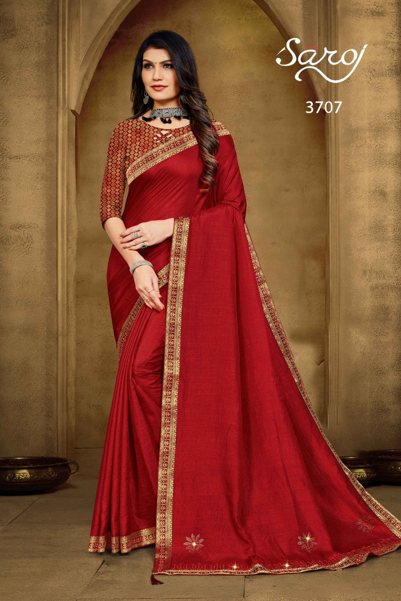 Saroj Galaxy Vichitra Silk Designer Party Wear Sarees