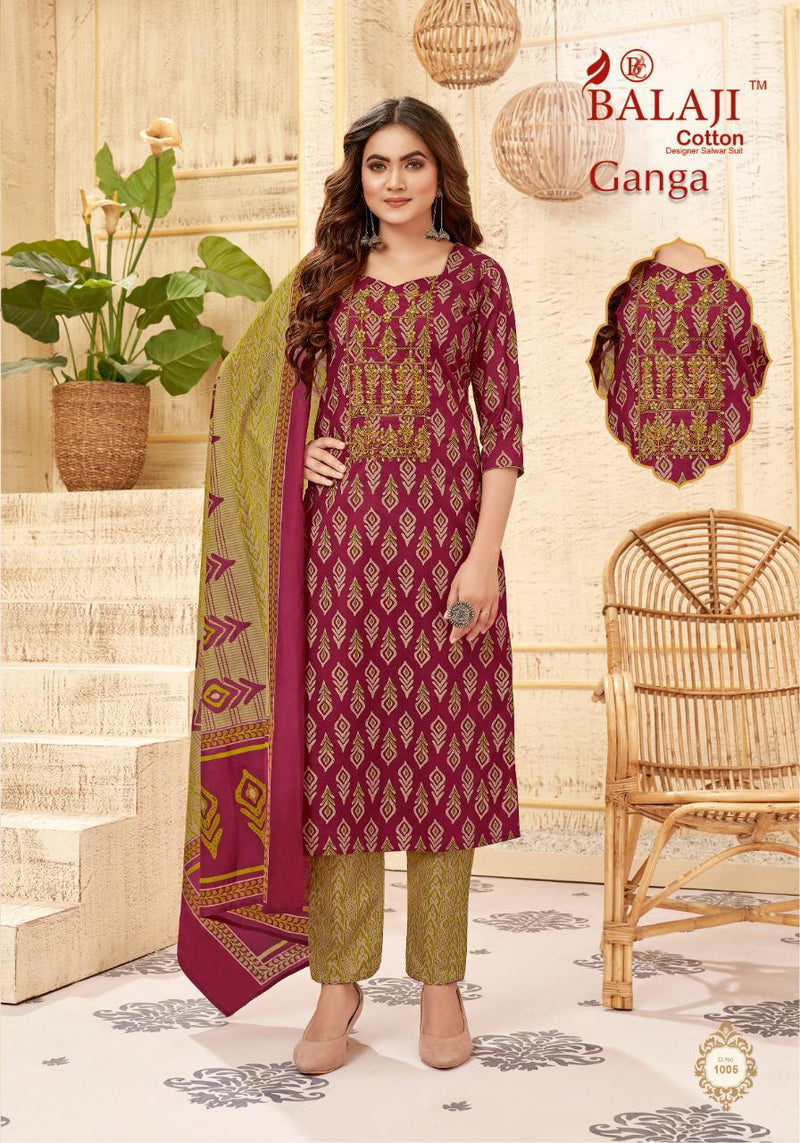 Balaji Cotton Ganga Cotton Embroidered Festive Wear Salwar Suits