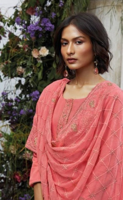 Ganga Aohna Cotton Satin Party Wear Embroidered Designer  Salwar Kameez