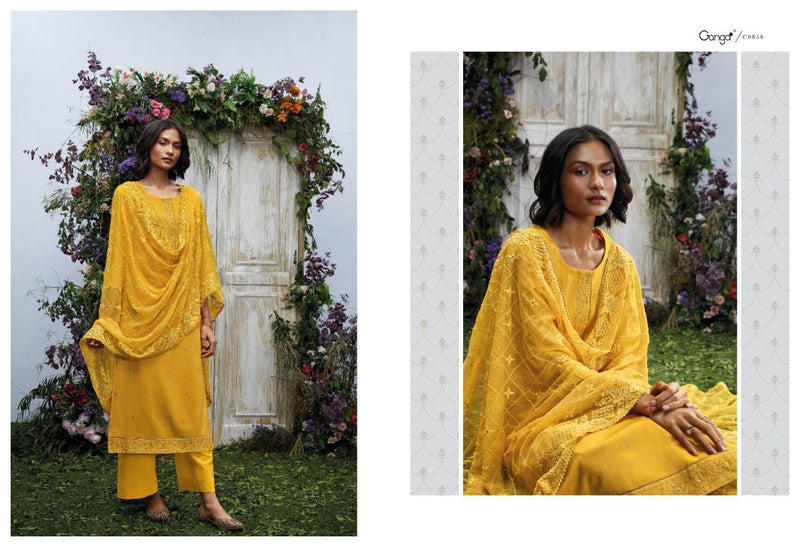 Ganga Aohna Cotton Satin Party Wear Embroidered Designer  Salwar Kameez