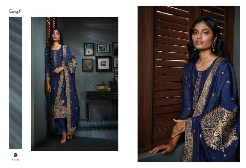 Ganga Ardor Bemberg Silk Jacquard With Embroidery Work Salwar Suit