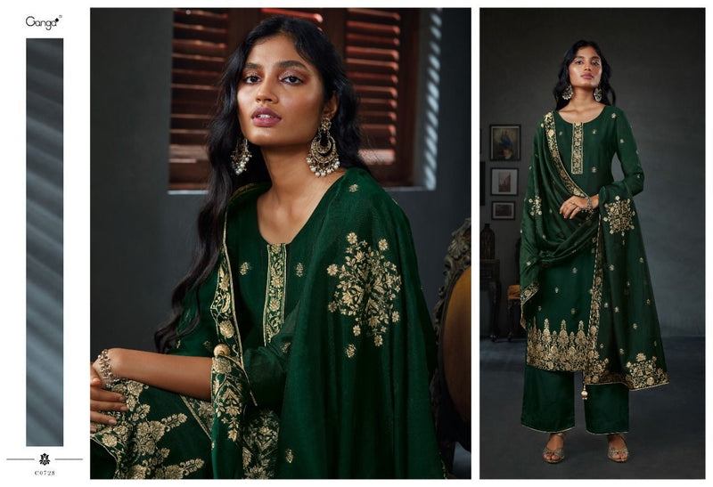 Ganga Ardor Bemberg Silk Jacquard With Embroidery Work Salwar Suit