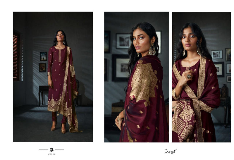 Ganga Ardor Bemberg Silk Jacquard With Embroidery Work Salwar Suit