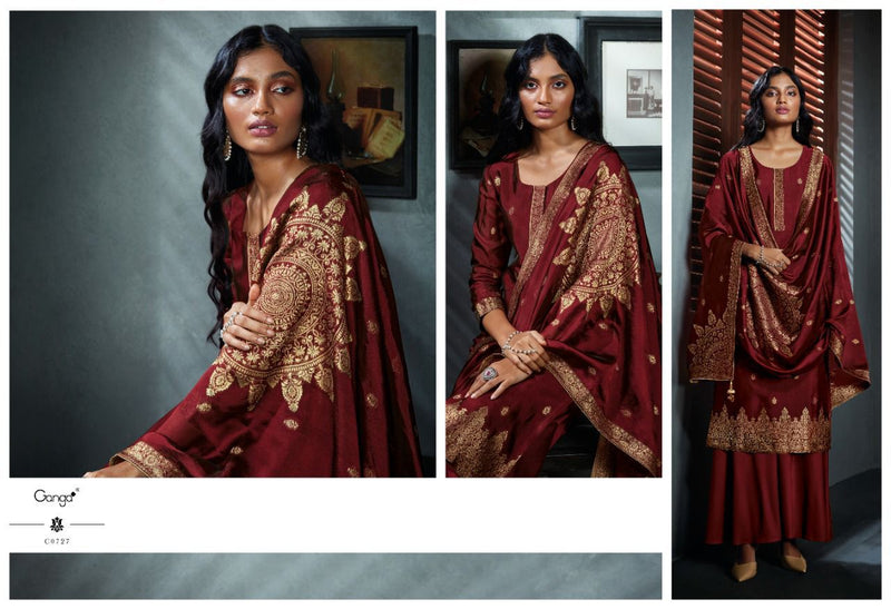 Ganga Ardor Bemberg Silk Jacquard With Embroidery Work Salwar Suit